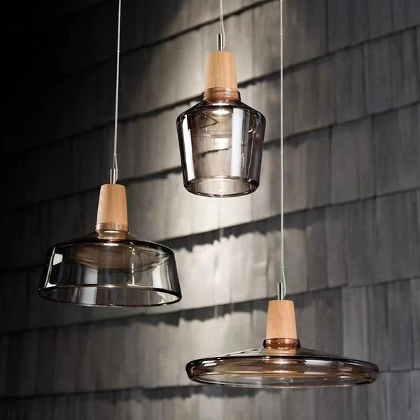 Illuminate with Elegance: Smoked Glass LED Pendant Lamp-Pendant Lights