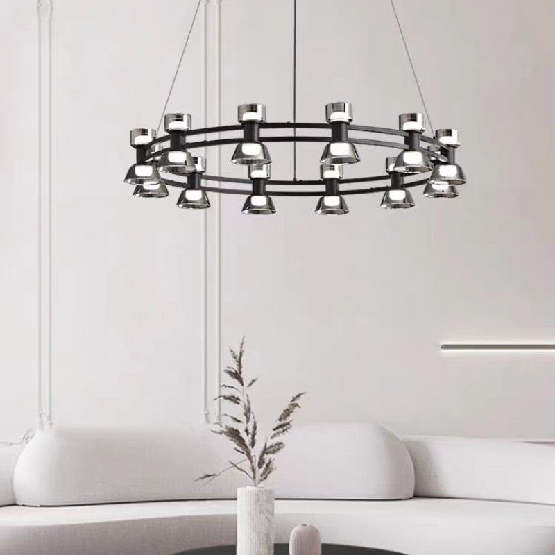 Italian Copper - Glass Ribbon Chandelier-Ceiling Chandelier