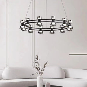 Italian Copper - Glass Ribbon Chandelier-Ceiling Chandelier