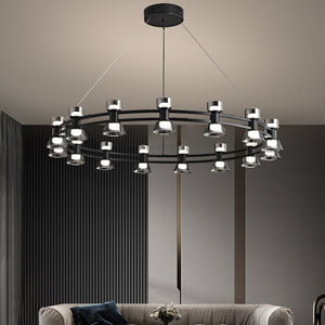 Italian Copper - Glass Ribbon Chandelier-Ceiling Chandelier