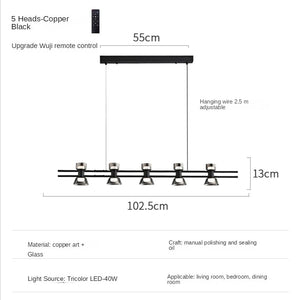 Italian Copper - Glass Ribbon Chandelier-Ceiling Chandelier