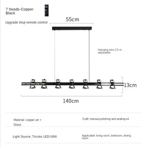 Italian Copper - Glass Ribbon Chandelier-Ceiling Chandelier