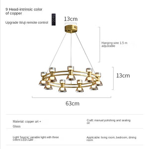Italian Copper - Glass Ribbon Chandelier-Ceiling Chandelier