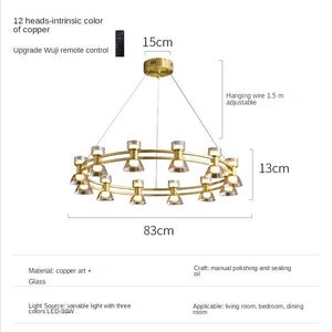 Italian Copper - Glass Ribbon Chandelier-Ceiling Chandelier