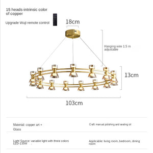 Italian Copper - Glass Ribbon Chandelier-Ceiling Chandelier