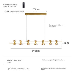 Italian Copper - Glass Ribbon Chandelier-Ceiling Chandelier