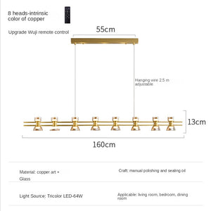 Italian Copper - Glass Ribbon Chandelier-Ceiling Chandelier