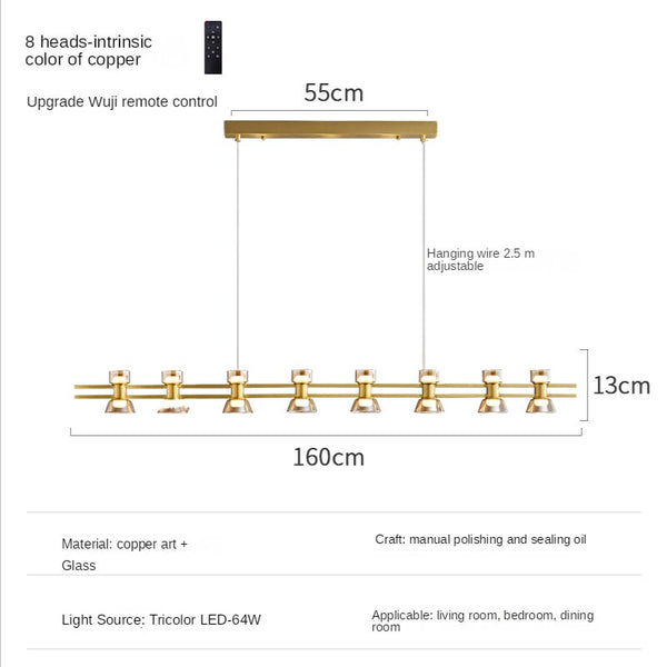 Italian Copper - Glass Ribbon Chandelier-Ceiling Chandelier