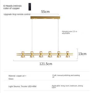 Italian Copper - Glass Ribbon Chandelier-Ceiling Chandelier