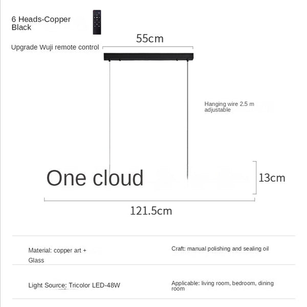 Italian Copper - Glass Ribbon Chandelier-Ceiling Chandelier