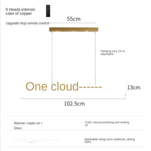 Italian Copper - Glass Ribbon Chandelier-Ceiling Chandelier