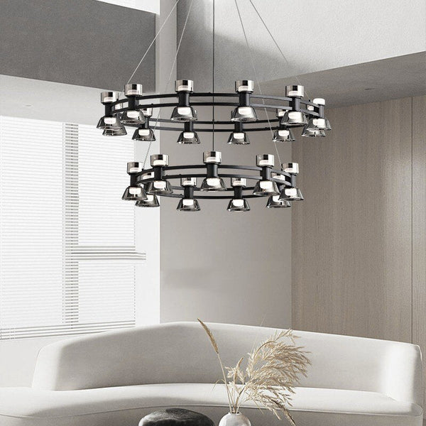 Italian Copper - Glass Ribbon Chandelier-Ceiling Chandelier