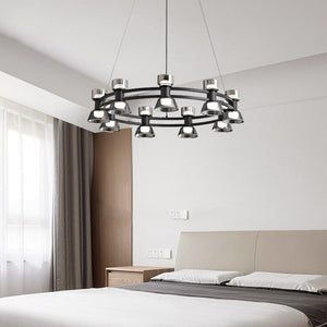 Italian Copper - Glass Ribbon Chandelier-Ceiling Chandelier