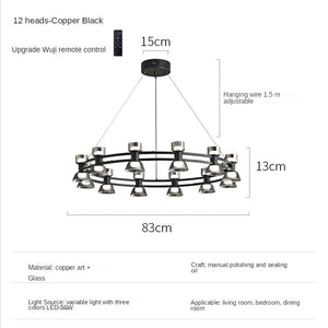 Italian Copper - Glass Ribbon Chandelier-Ceiling Chandelier