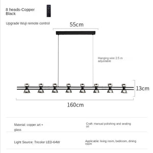 Italian Copper - Glass Ribbon Chandelier-Ceiling Chandelier