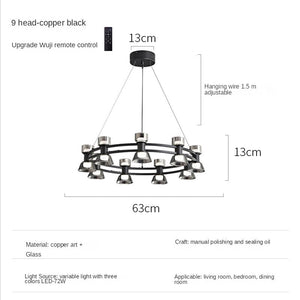 Italian Copper - Glass Ribbon Chandelier-Ceiling Chandelier