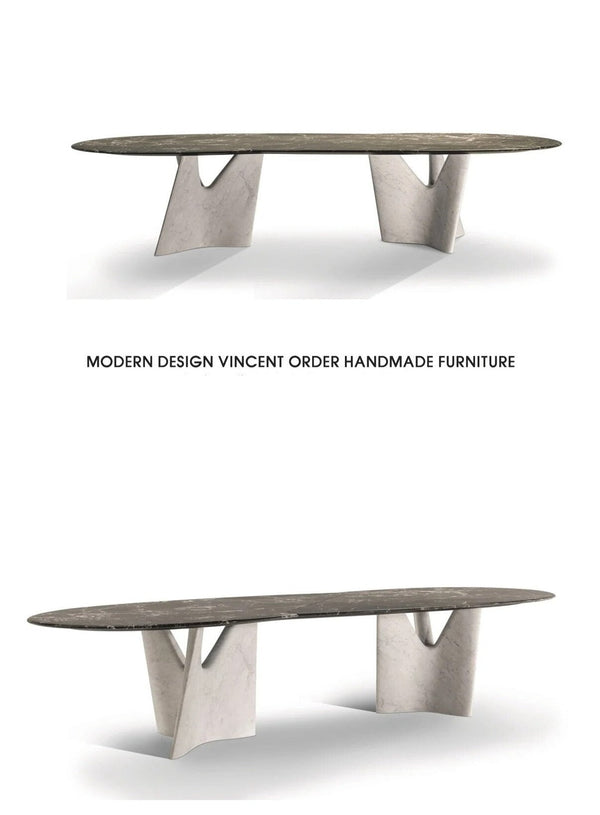 Italian Designer Marble Skeleton Dining Table-Dining Tables