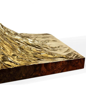 Italian Hourglass Solid Wood Brass Dining Table Set-Dining Tables