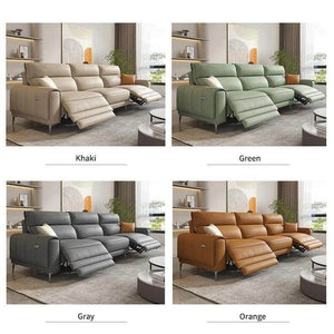 Italian Leather Sectional Sofa Set with Recliner-Sofa Set