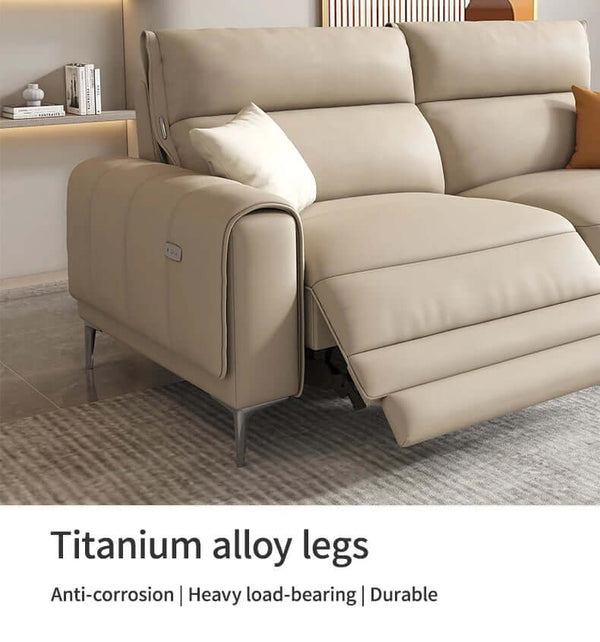 Italian Leather Sectional Sofa Set with Recliner-Sofa Set