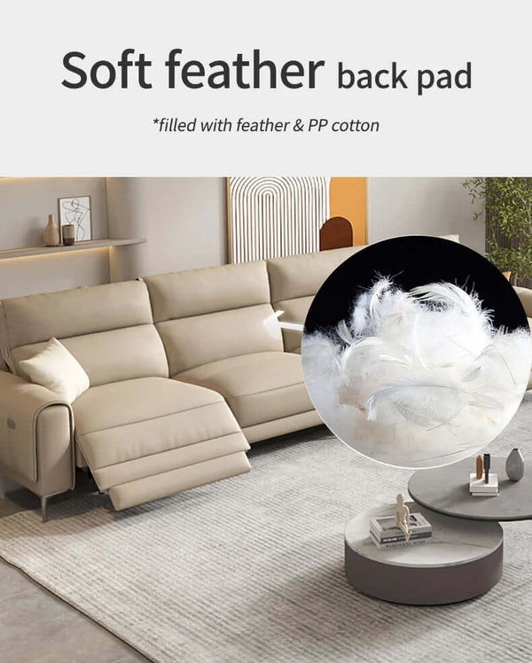 Italian Leather Sectional Sofa Set with Recliner-Sofa Set