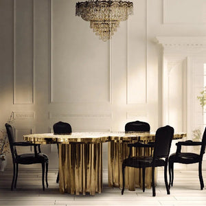 Italian Light Luxury Brass Dining Table-Dining Tables