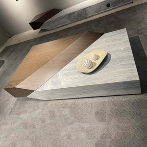 Italian Style Luxury Marble & Wood Coffee Table-Coffee Tables