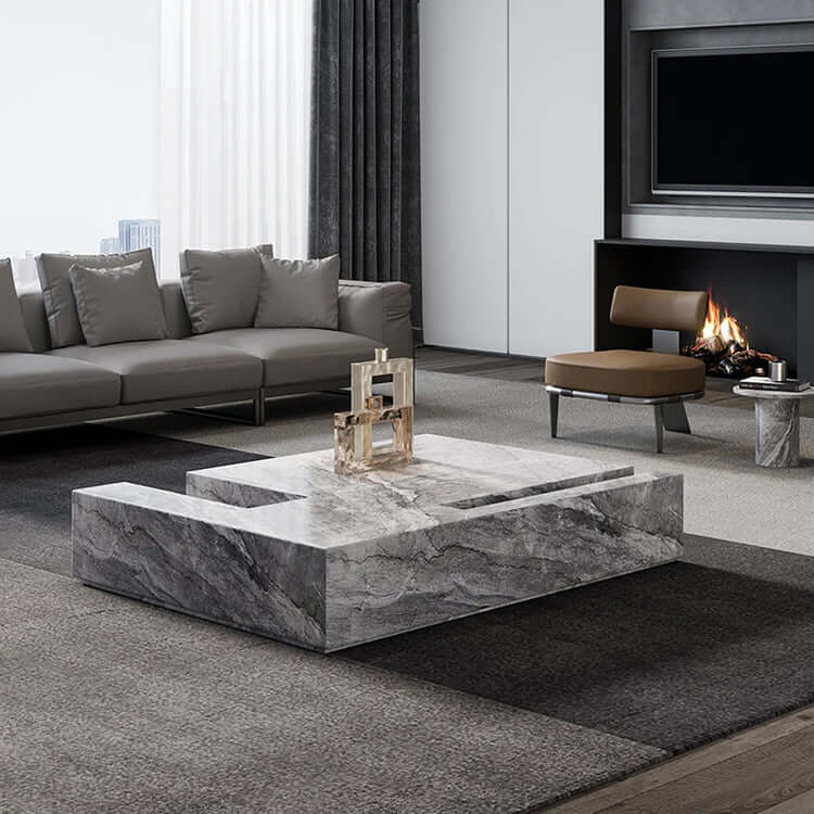 Italian Style Minimalist Marble Coffee Table-Coffee Tables