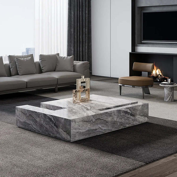 Italian Style Minimalist Marble Coffee Table-Coffee Tables