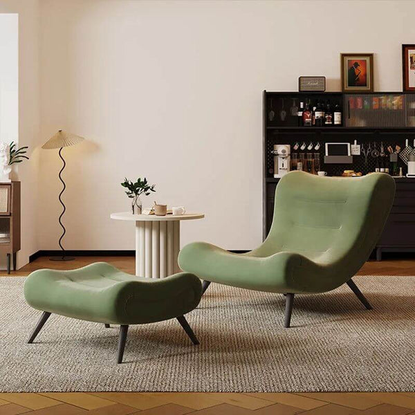 Italian Style Velvet Wood Legs Sofa Chair-Arm Chairs, Recliners & Sleeper Chairs