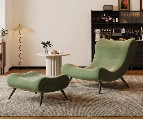 Italian Style Velvet Wood Legs Sofa Chair-Arm Chairs, Recliners & Sleeper Chairs