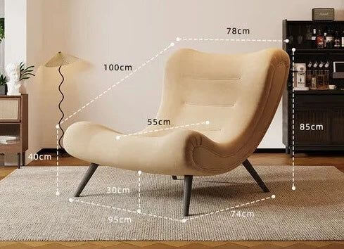 Italian Style Velvet Wood Legs Sofa Chair-Arm Chairs, Recliners & Sleeper Chairs