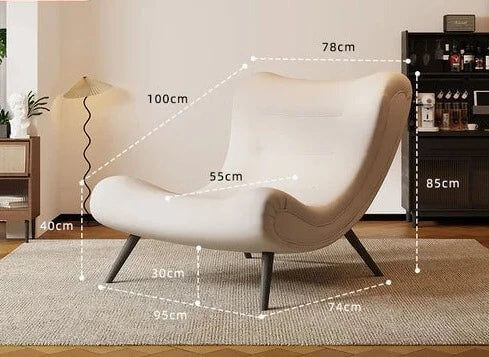 Italian Style Velvet Wood Legs Sofa Chair-Arm Chairs, Recliners & Sleeper Chairs