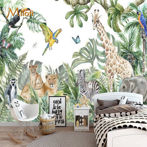Jungle Friends Mix Gathering Wallpaper Mural-Kids Room Wallpaper