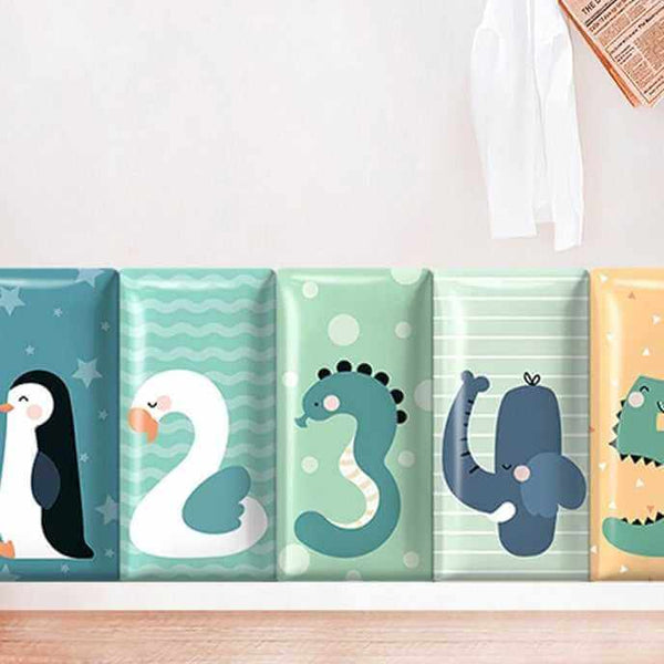 Jungle Safari Kids Wall Padded Safety Cushions Pack-Anti Collision Padded Wall Stickers