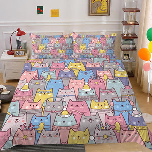 Kids Bedding Set: Enhance Their Room with Our Kitty Designs-Bedding Set Kids