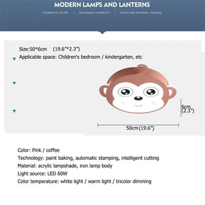 Kids Monkey Ceiling Light | Kids Room Decor Lights-Kids Room Nursery Lighting