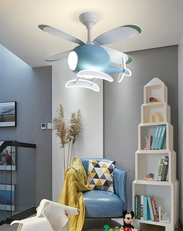 Kids' Nursery Helicopter Ceiling Light with Fan-Kids Room Nursery Lighting
