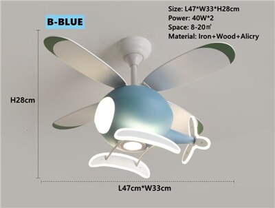 Kids' Nursery Helicopter Ceiling Light with Fan-Kids Room Nursery Lighting