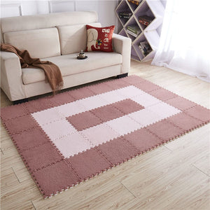 Kids Play Mat Puzzle Tiles with Fur – Soft EVA Foam Tiles for Cozy Playtime-Toddler Play Mats