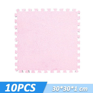 Kids Play Mat Puzzle Tiles with Fur – Soft EVA Foam Tiles for Cozy Playtime-Toddler Play Mats