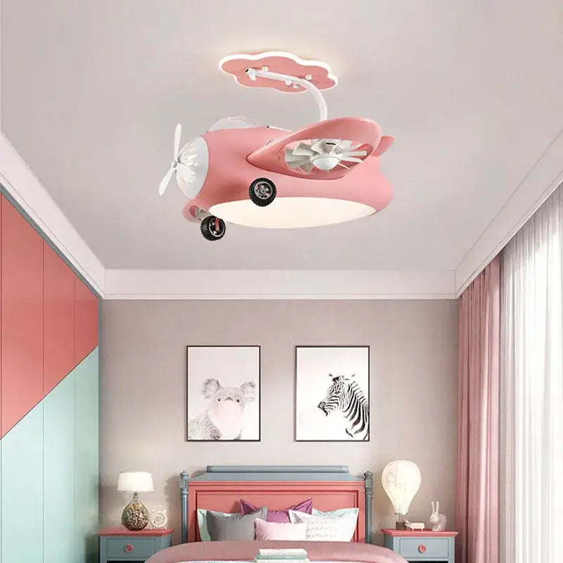 Kids Room Aeroplane Aircraft Ceiling Light with Fan-Kids Room Nursery Lighting