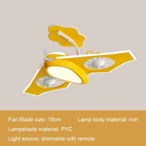 Kids Room Aeroplane Aircraft Ceiling Light with Fan-Kids Room Nursery Lighting