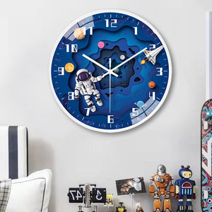 Kids Room Astronaut Space Wall Clock-Wall Clocks
