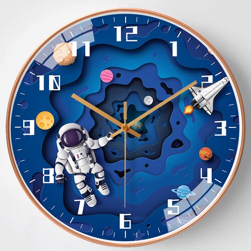 Kids Room Astronaut Space Wall Clock-Wall Clocks
