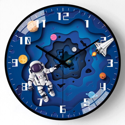 Kids Room Astronaut Space Wall Clock-Wall Clocks