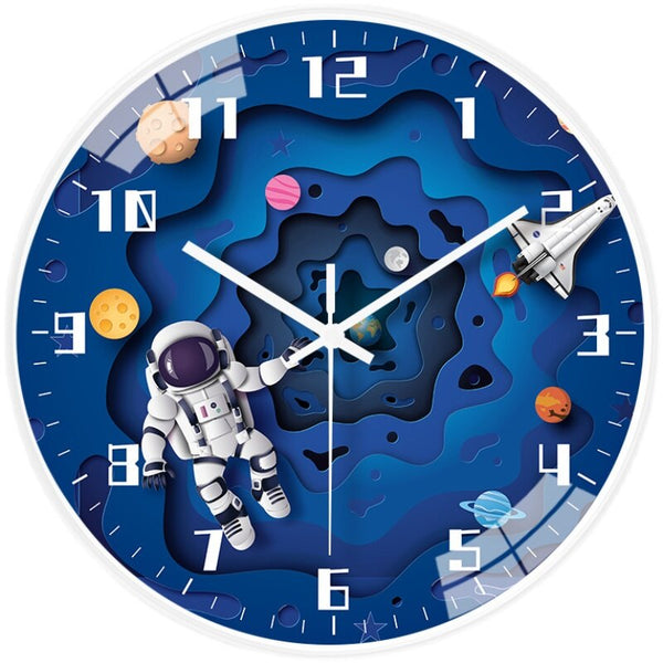 Kids Room Astronaut Space Wall Clock-Wall Clocks