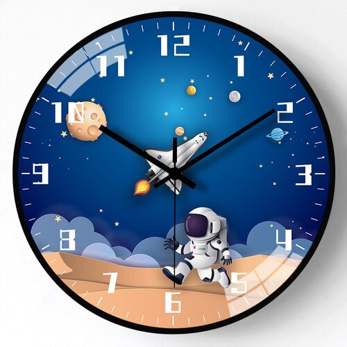Kids Room Astronaut Space Wall Clock-Wall Clocks