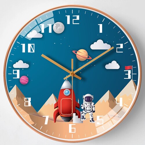 Kids Room Astronaut Space Wall Clock-Wall Clocks