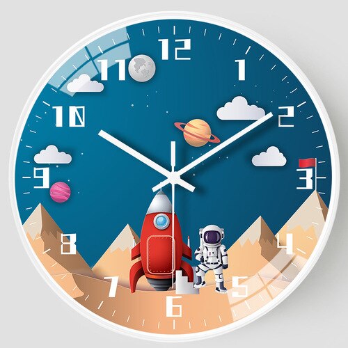 Kids Room Astronaut Space Wall Clock-Wall Clocks